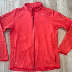 Nike Dry fit performance fleece 1/4 zip fleece lined orange mens L long sleeve